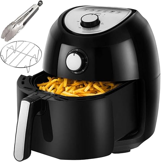 Amazon Com Air Fryer 5 8 Quarts Air Fryers W Accessories Cookbook Grill Rack And Tongs Black Kitchen Dining