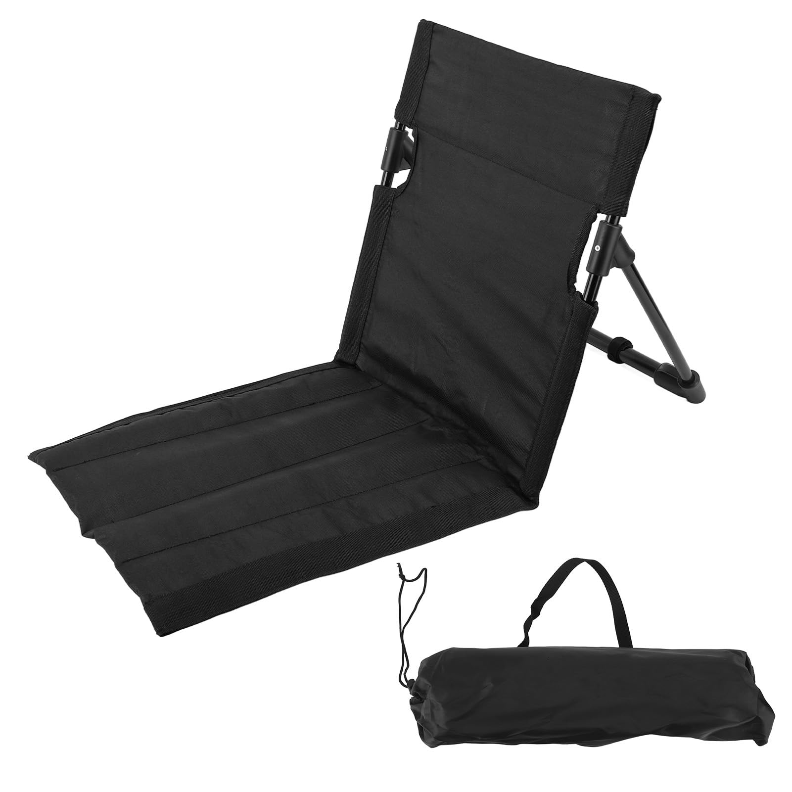 ciciglow Portable Beach Mat Lounge Chair, Folding Outdoors Lounger Park Beach Chair with Back Support, for Sunbathing, Beach Lounger for Patio Lightweight Camping Chairs (Black)
