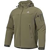Flyplus Men’s Tactical Jacket Lightweight Hooded Windbreaker Water Resistant Stretch Breathable 9 Pockets Outdoor Work Coat