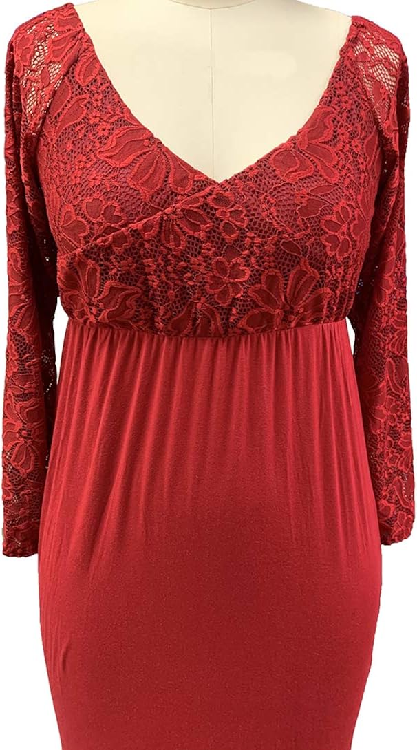 COSYOU Womens Lace Maternity Dresses Gown Lace Cotton Patchwork Maxi Dress for Baby Shower Photo Props Party at  Women’s Clothing store