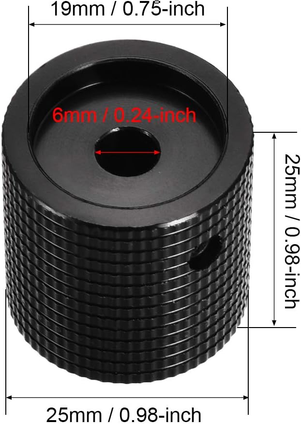 sourcing map Stereo Knob, 25 * 6 * 25 mm Aluminium Alloy, Volume Control Knobs, Black, 1pcs #2 - Image 3
