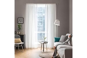 MIULEE White Window Sheer Curtains for Bedroom Living Room Solid Elegant Net Drapes 2 Panels Width 38 x Length 63 Inches