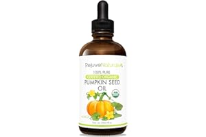 REJUVENATURALS Organic Pumpkin Seed Oil (LARGE 4-OZ Bottle) USDA Certified Organic, 100% Pure, Cold Pressed. Boost Hair Growth for Eyelashes, Eyebrows & Hair. Overactive Bladder Control for Men & Women. Moisturizer