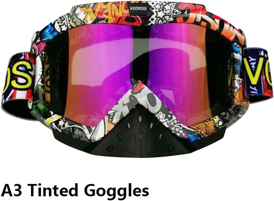 VCOROS Adult ATV MX Motocross Goggles In Spring & Summer Dirtbike Cycling Riding Outdoor Sport Eyeswear Goggles (A3 Rainbow Lens)