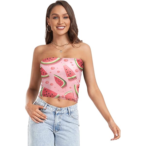 Coikll Red Flower Women's Tube Top Trendy Strapless Tank