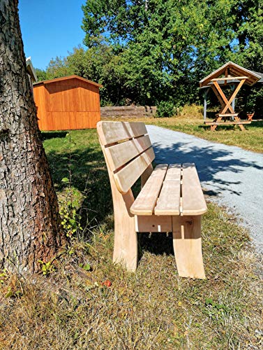 Mega Holz 3-Sitzer Gartenbank aus massiver Kiefer 118 cm | Holzbank Parkbank Balkonbank – Bild 4
