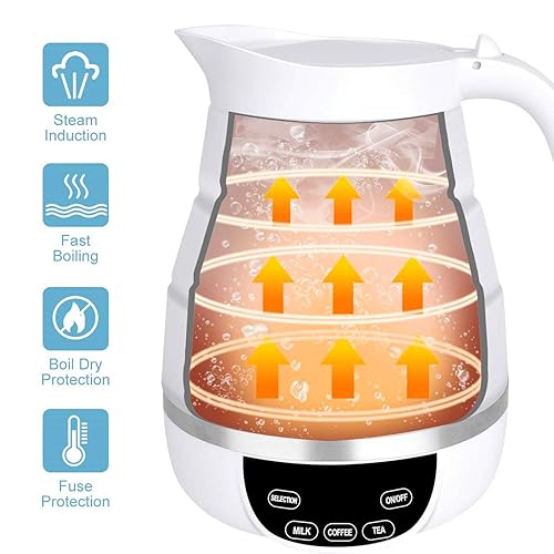 Foldable Travel Electric Kettle, Collapsible Electric Kettle, Dual