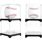 4 Pack UV Protected Baseball Display Case with Stackable Design - Clear Acrylic Box for Official Size Autograph Balls, Memorabilia Protector with Base