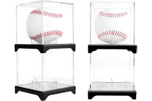 LRANFOW 4 Pack UV Protected Baseball Display Case with Stackable Design - Clear Acrylic Box for Official Size Autograph Balls, Memorabilia Protector with Base