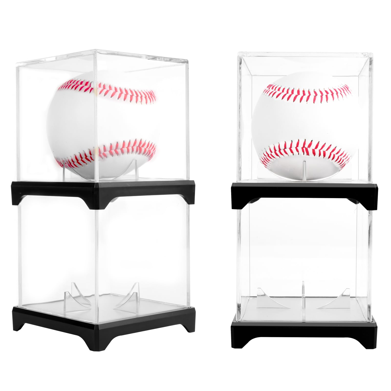Photo 1 of 4 Pack UV Protected Baseball Display Case with Stackable Design - Clear Acrylic Box for Official Size Autograph Balls, Memorabilia Protector with Base