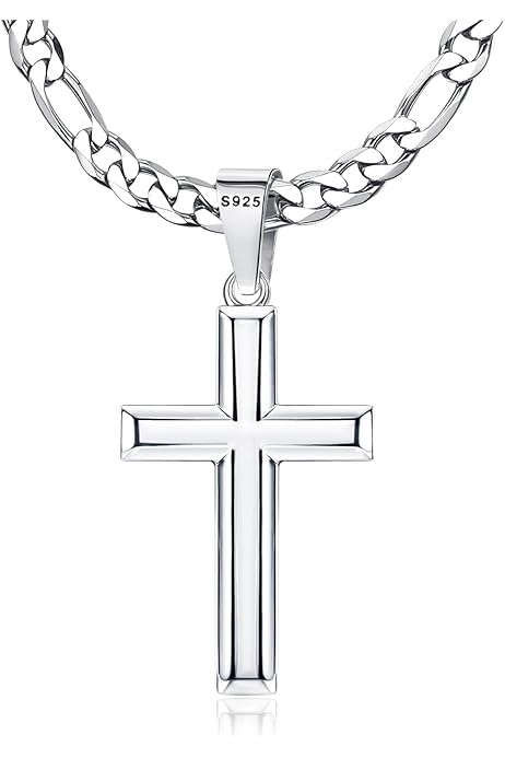 Besteel 925 Sterling Silver Cross Necklace for Men Women 5mm Big 