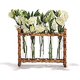 Tozai Home WTR006 Natural Bamboo Vase Includes 5 Glass Tubes