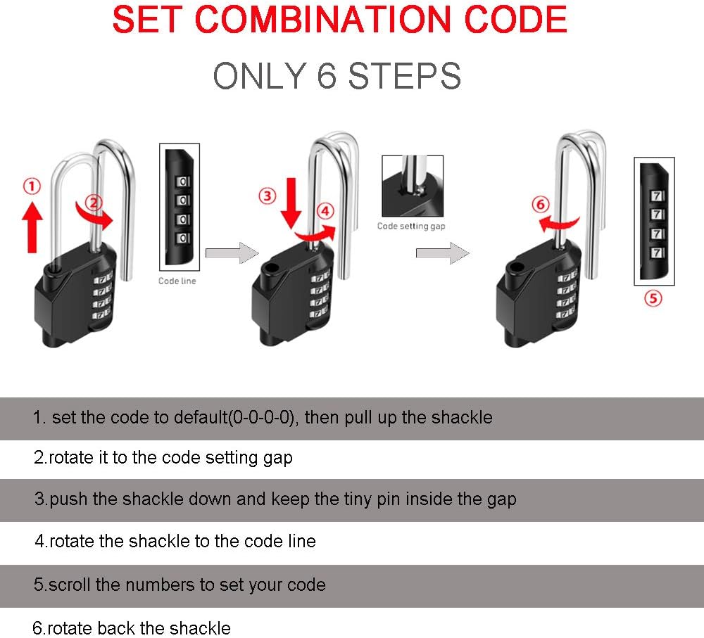 Disecu 4 Digit Combination Lock 2.5 Inch Long Shackle and Outdoor Waterproof Resettable Padlock for Gym Locker, Hasp Cabinet, Gate, Fence, Toolbox (Black, Pack of 2) - - 
