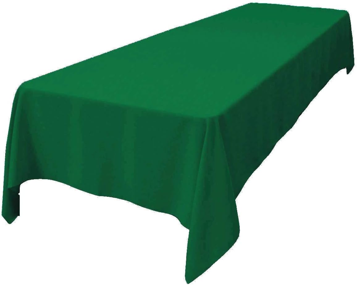 LA Linen Polyester Poplin Rectangular Tablecloth, 60 x 108, Emerald Green: Home & Kitchen
