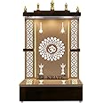 Deckrate Wooden Temple with LED Light for Home and Office Puja Mandir Wall Hanging & Table Top|White Mandir(Design 60) (16 x 8 x 6 inch)(Bhagavad Gita with Temple)