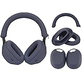 Adhiper Silicone Sweat Case Cover for Sony WH-1000XM5 Headphones,Embody Headphone Case Covers for Earpads/Headband/Shell, Sweatproof Soft Silicone Accessories（Blue）