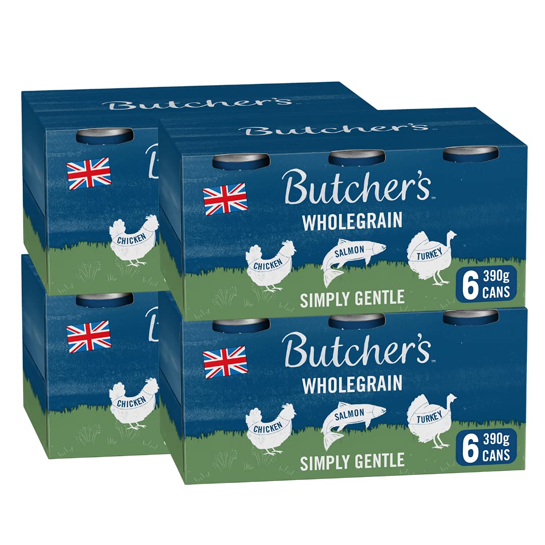 Butcher's Simply Gentle Wholegrain Recipes Wet Dog Food Tin Cans Variety Pack, 9.36 kg (24 x 390 g)