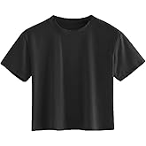 SweatyRocks Women's Casual Short Sleeve Crew Neck Basic Crop Top T Shirts Black S