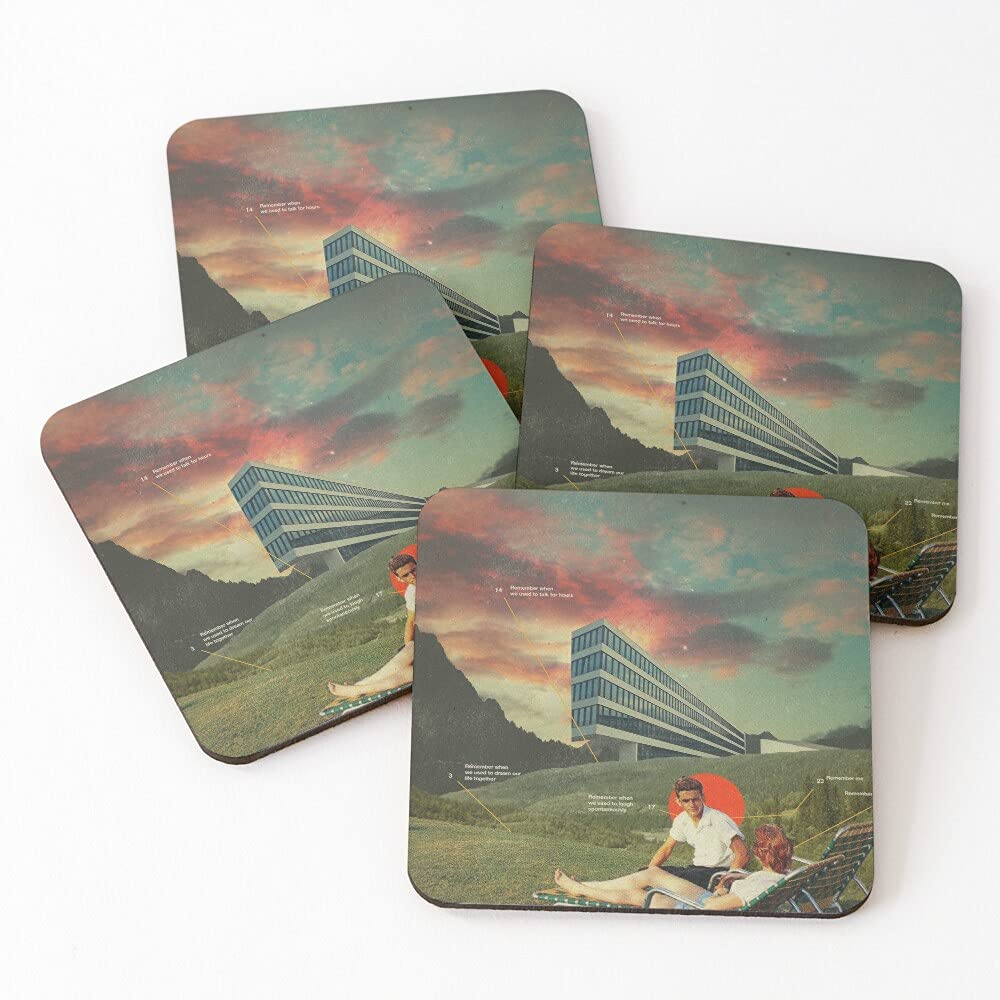 Lastwave Leisure Aesthetic Design35 Coasters for Home, Coaster Set for Cup (Pack of 4, 9.5 x 9.