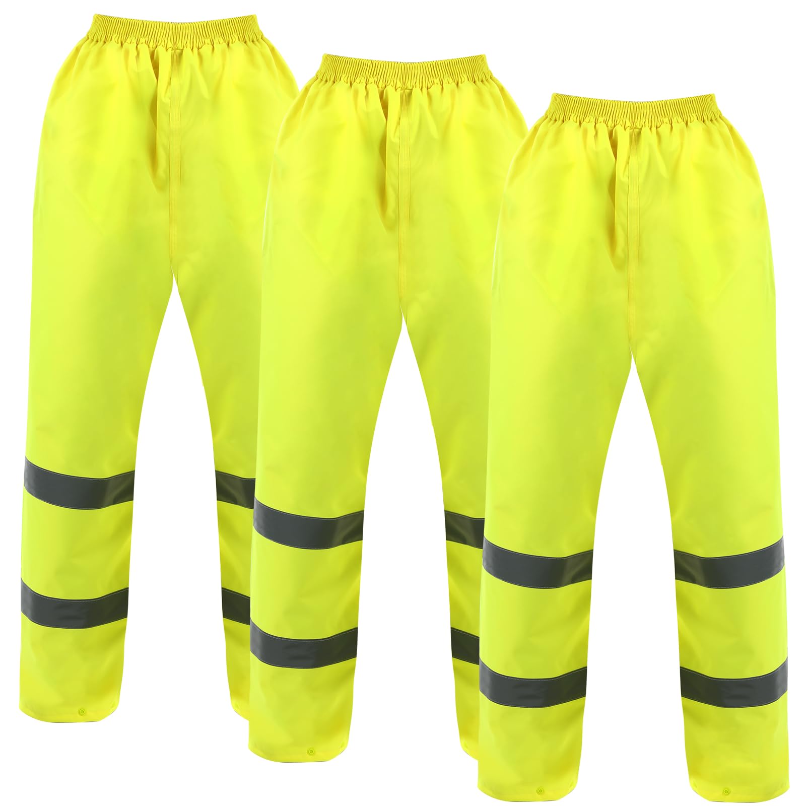Photo 1 of Jeere 3 Pack Hi Vis Rain Pants Waterproof Reflective Work Pants High Visibility Yellow 150D Heavy Duty Construction Rain Gear(XL)