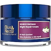 Blue Nectar Kumkumadi Night Cream Face Moisturizer for Women with Natural Almond & Saffron | Hydrating Moisturizer Face Cream for Night Time (16 Herbs, 1.7 Oz)