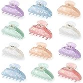 Yuxung 12 Pcs Large Acrylic Hair Claw Clips for Women Cute Non-slip Hold Jaw Clamps Bulk for Thick or Thin Hair French Barrettes Accessories (Macaron Colors,Cute Style)