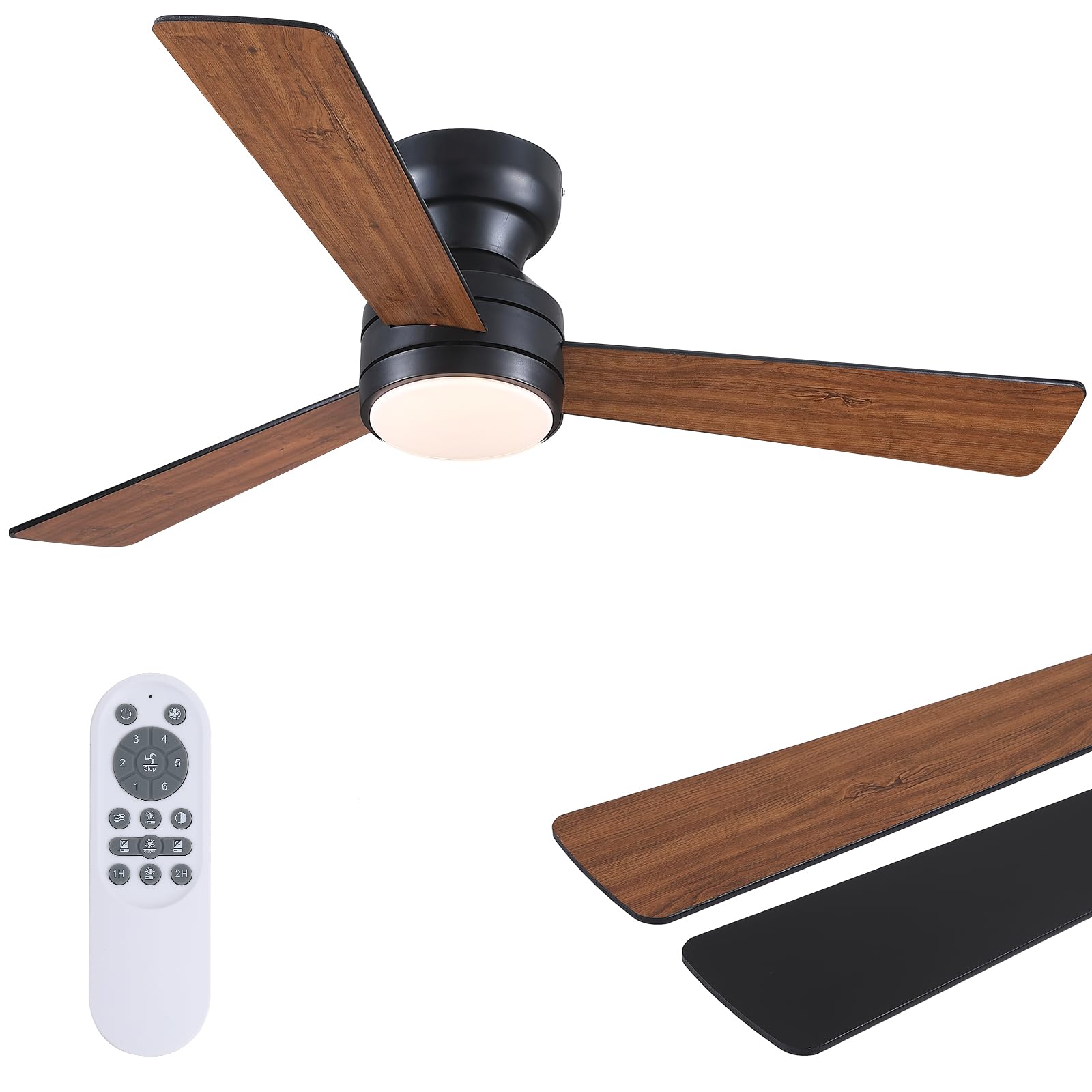 Photo 1 of *********FOR PARTS ONLY- MISSING PARTS**************
Asyko Ceiling Fans with Lights, 46" Low Profile Ceiling Fan with Light and Remote Control, Flush Mount, Reversible, Dimmable LED, Noiseless, Brown Ceiling Fan for Bedroom, Dining Room