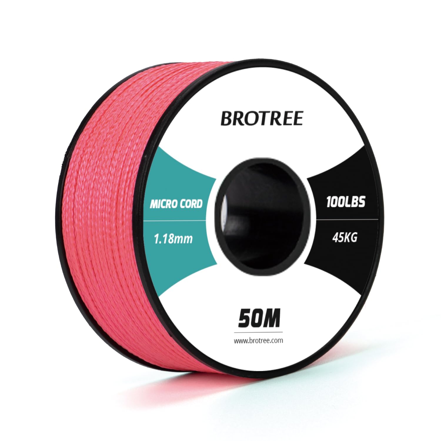 Brotree Micro Cord 1.18mm Paracord 50M Thin Braided Rope for Bracelet, Crafting and DIY - 45kg Breaking Load (Neon Pink)