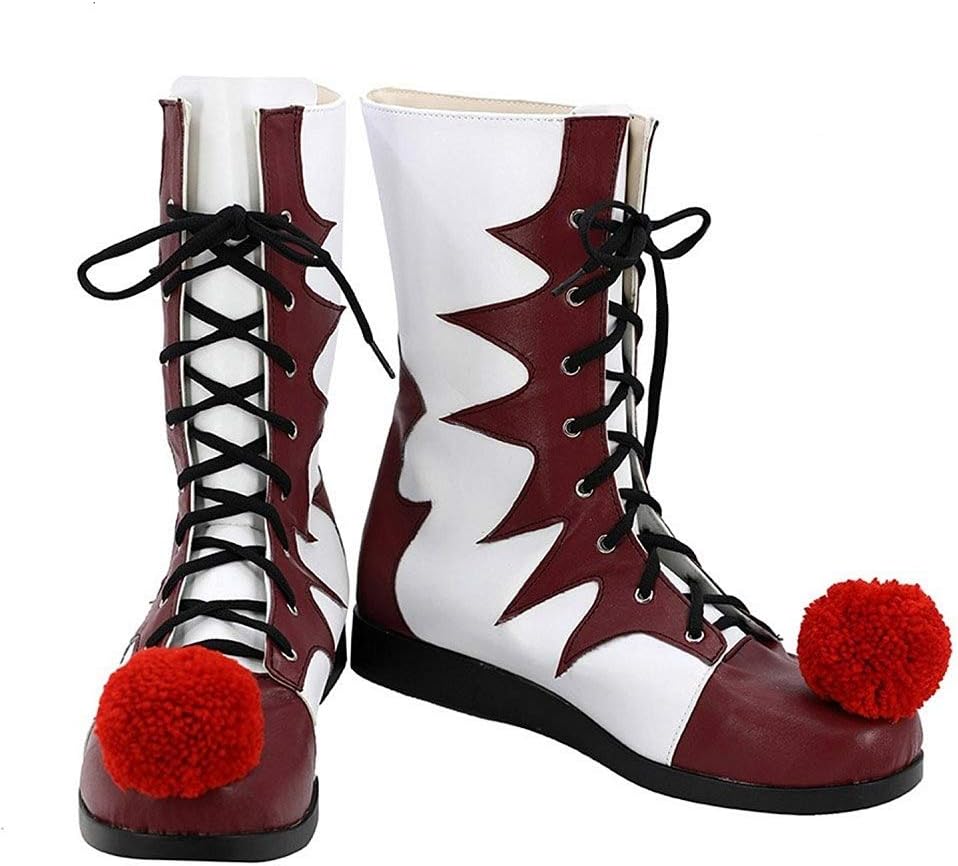 Clown Boots Classic Horror Movie Cosplay Hallloween Red & White Shoes Men US 10