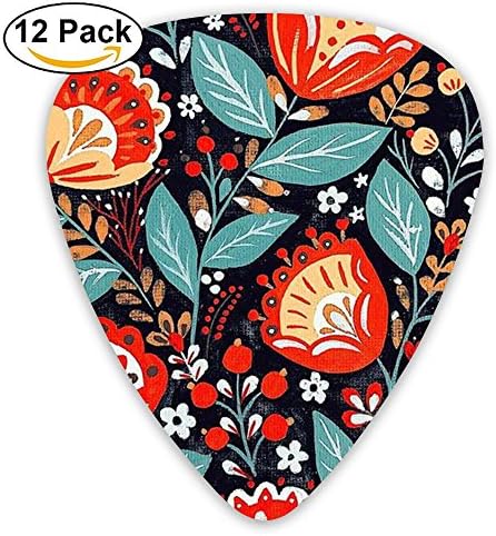 Yenba Floral Flower Custom Bass Medium Guitar Picks (12-Pack) Kids Assorted 0.46/0.71/0.96 Mm Guitar