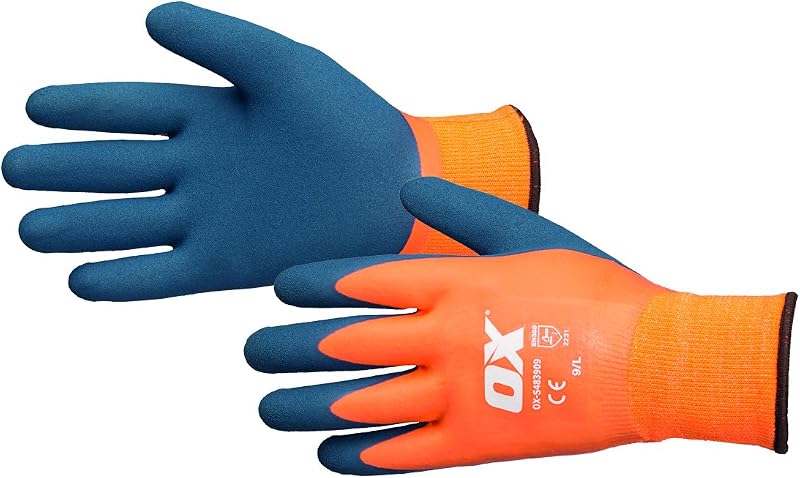 OX Tools Waterproof Thermal Latex Gloves Size 10 XL Work Safety