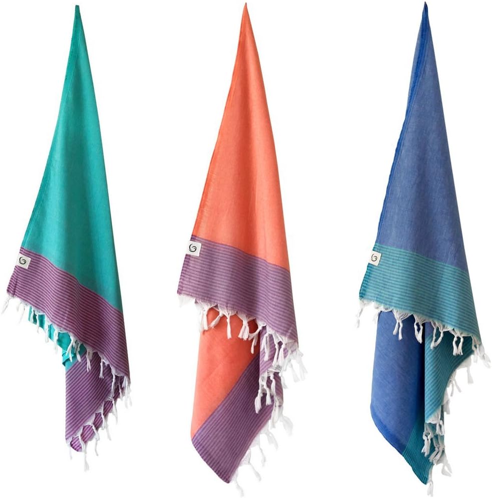 Yogalo Travel Towel - also for sports, camping, beach, ultra light, fast drying, compact, large, eco, 100% cotton towel (Blue)