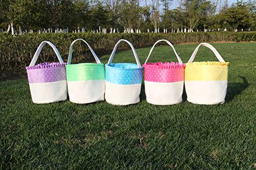 Easter Bucket Dot Easter Basket for Children Egg Hunt (Blue) - Thumbnail 7