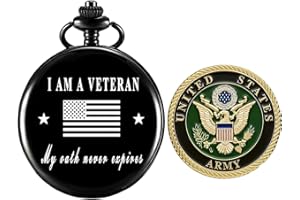 Jofanvin Gifts for Veterans,Pocket Watch for Veterans with Military ChanllengCoin,Best Veterans Day Gifts