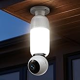 2K Light Bulb Security Cameras Outdoor Indoor - 355&deg; Manual Pan | 355&deg; Manual Pan / 110&deg; Tilt Lightbulb Camera 2-in-1 Security Cameras with Night Vision, Motion Detection, 2-Way Audio, Siren