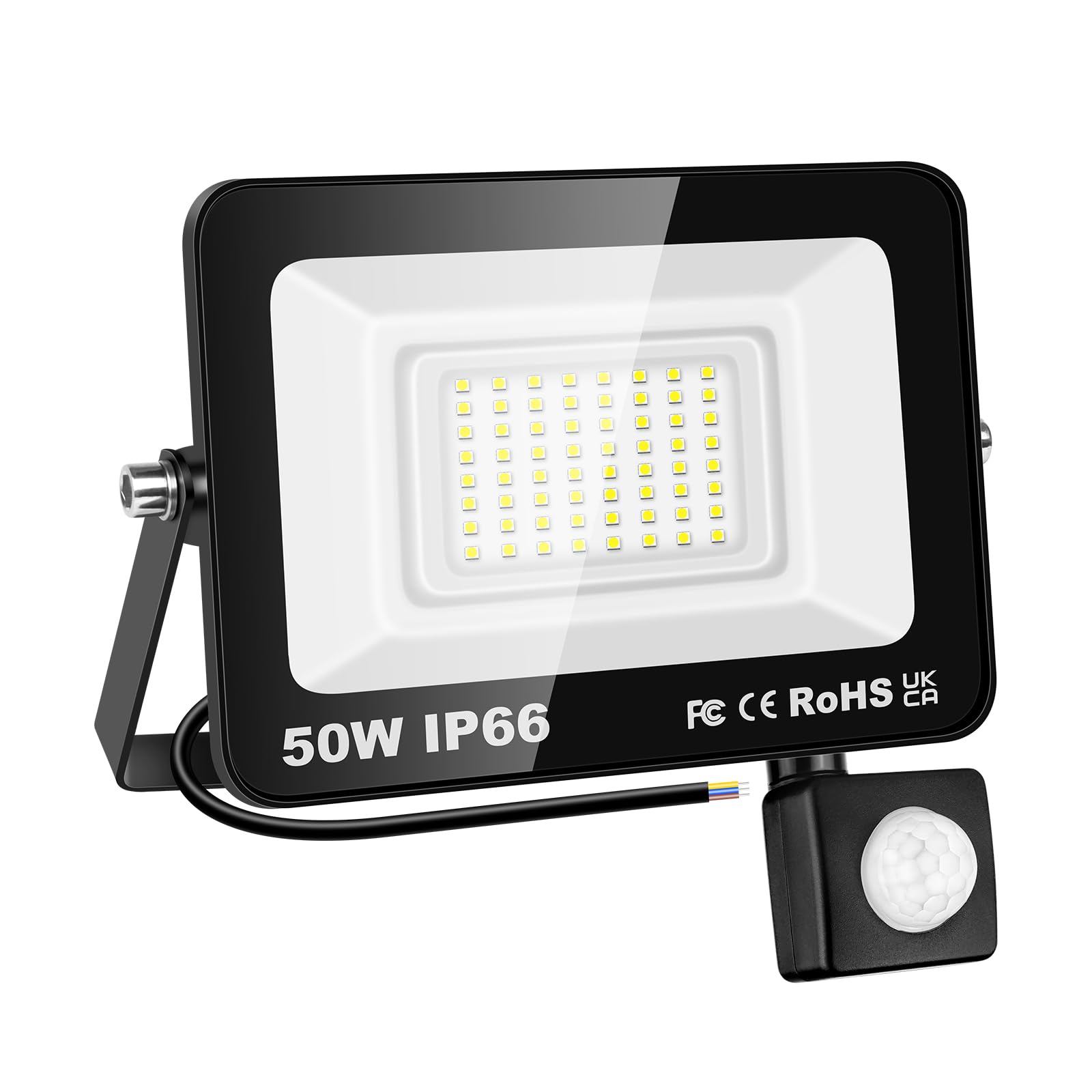 Willpower LED Security Lights Outdoor Motion Sensor 50W LED Floodlight 5000lm IP66 Waterproof PIR Lights Daylight White 6500K Wall Light for Garden Backyard Garage Doorway Court Patio Lawn