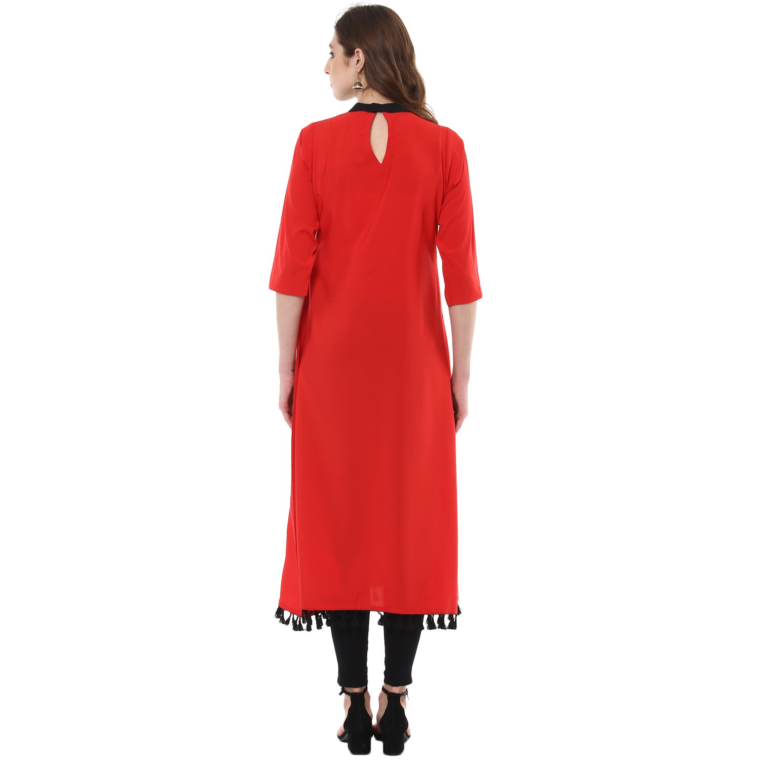 ziyaa women's multi digital with tassels aline crepe kurta