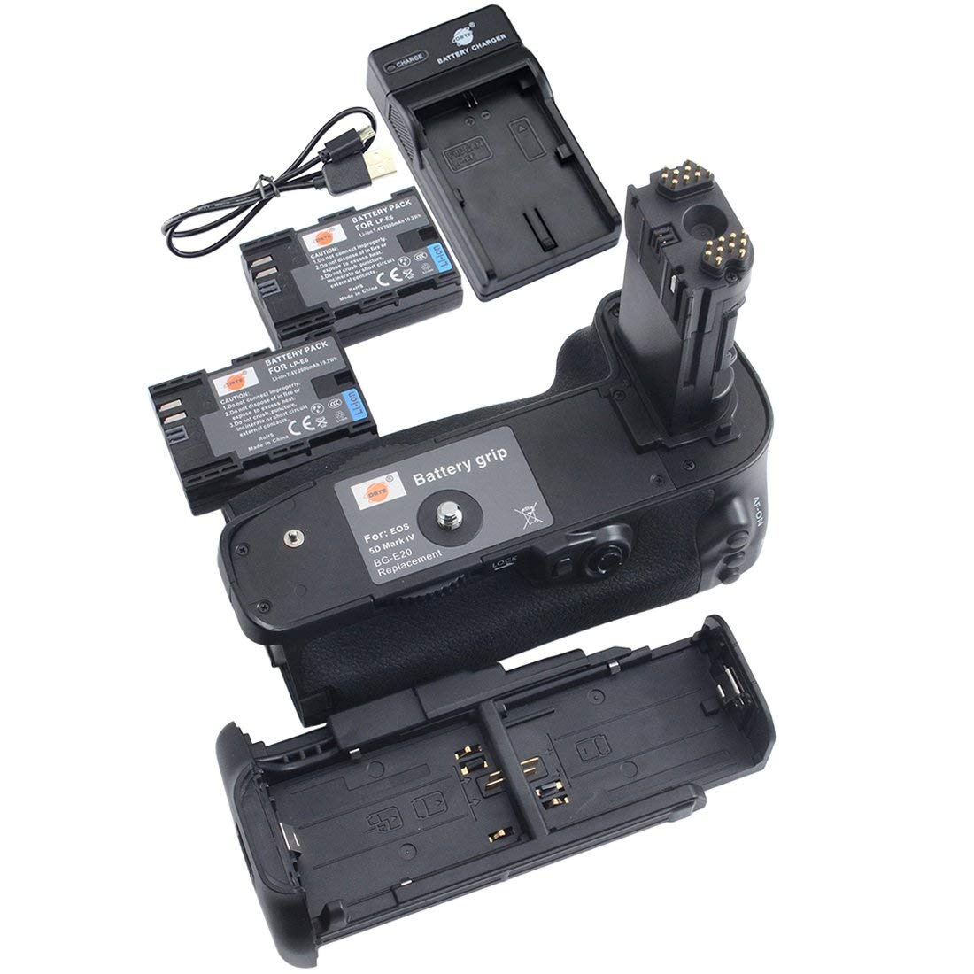 DSTE BG-E20 Battery Grip + 2x LP-E6 Battery + USB Charger for Canon EOS 5D Mark IV