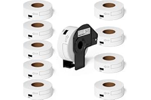 Suminey 10 Rolls Compatible Address Labels for Brother DK-11201/DK-1201, 1.1" x 3.5" Continuous Refillable Shipping Labels, High Adhesive & Smudge-Proof Replacement for Brother DK-11201 Cartridges