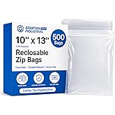 Spartan Industrial - 10” X 13” (500 Count) 2 Mil Clear Reclosable Zip Plastic Poly Bags with Resealable Lock Seal Zipper