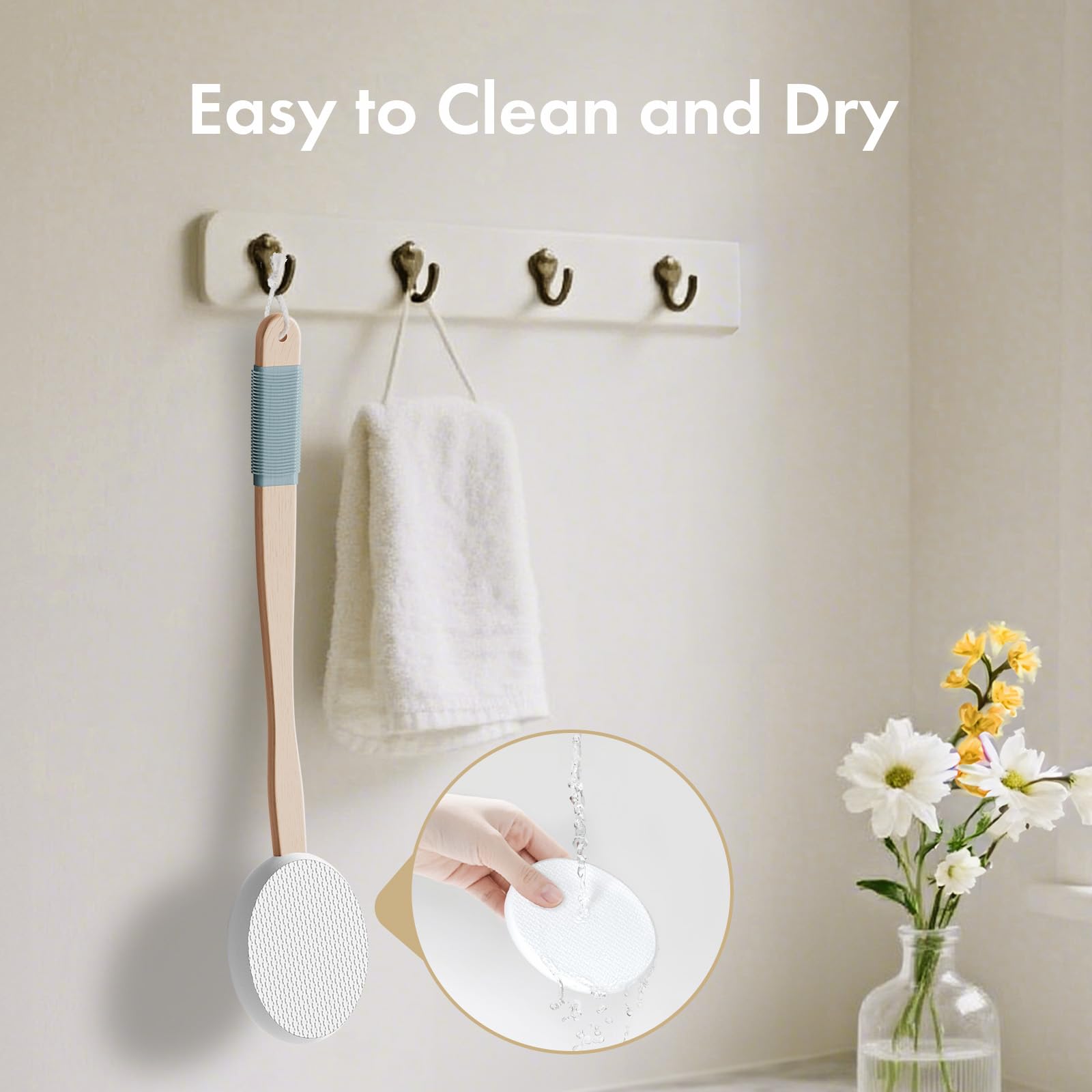 AmazerBath Lotion Applicator for Back, Feet, 4 Replacement Pads with 17