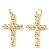Stiesy 20 Pcs Real 18K Gold Religion Cross Charms Brass Crucifix Charms Pendants Bulk for DIY Rosary Beads Necklace Bracelet Earrings Jewelry Making