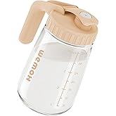 32oz Breast Milk Pitcher, 3X-Thick Heat & Cold Resistant Borosilicate Glass, Leakproof Breat Milk Fridge Storage Container with Wide Mouth & Ergo Grip, Dishwasher Safe, Fast Baby Formula Maker(Pink)