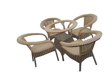 Virasat Furniture/Garden Furniture/Balcony Furniture Set for Outdoor/Indoor Use 1 Table with 4 Chairs(Without Glass)/Color-Brown