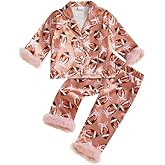 Multitrust Baby Girls Silk Pajamas Set Daisy Floral Girl Button Down Long Sleeve Shirts and Pants Infant Satin Pj Lounge Set