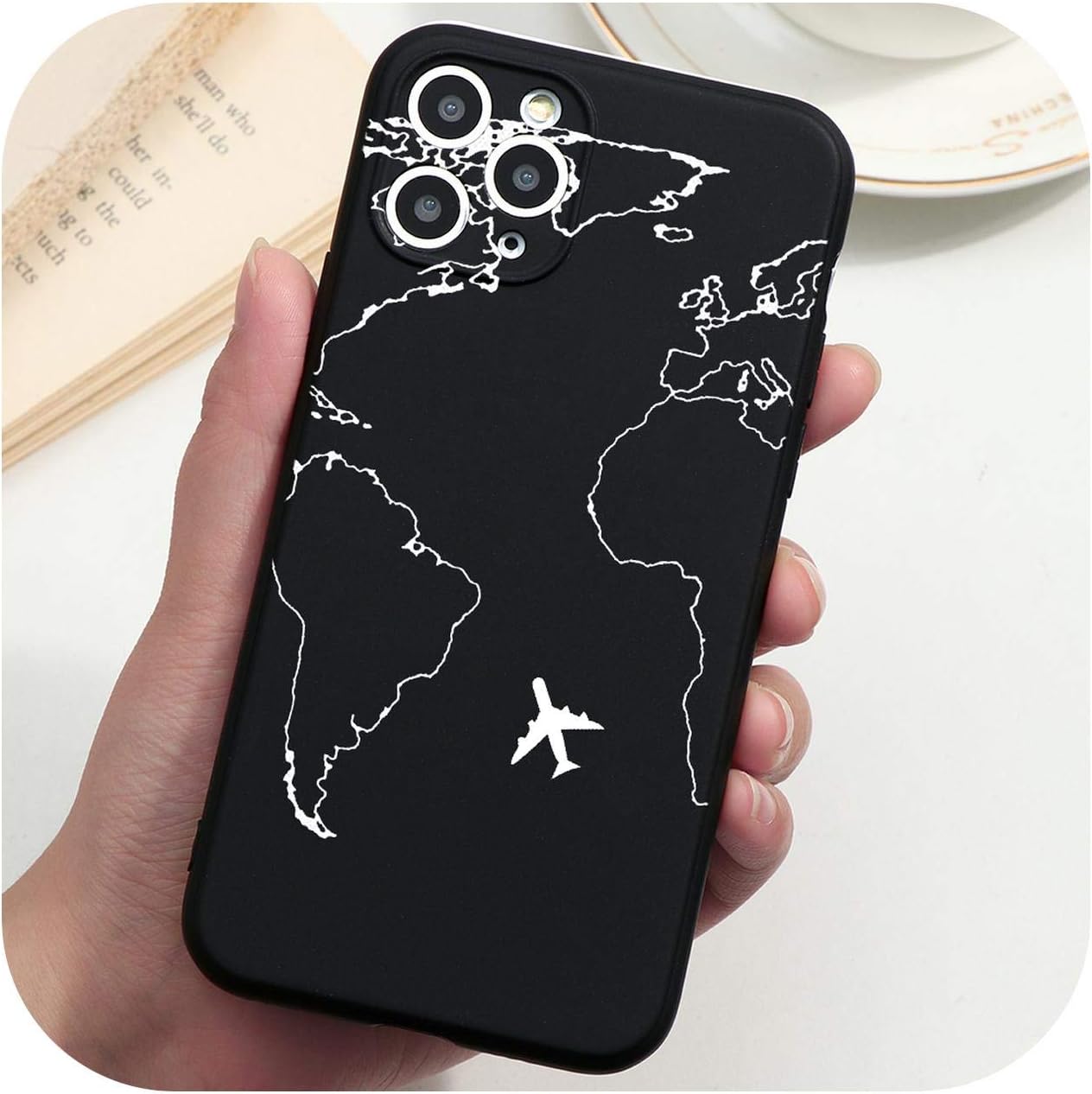 Amazon Com World Map Travel Just Go Phone Case For Iphone Se 2020 11 Pro Xs Max X Xr 7 8 6 6s Plus 5 5s Fashion Black Silicone Cover Baifeiji For Iphone 11