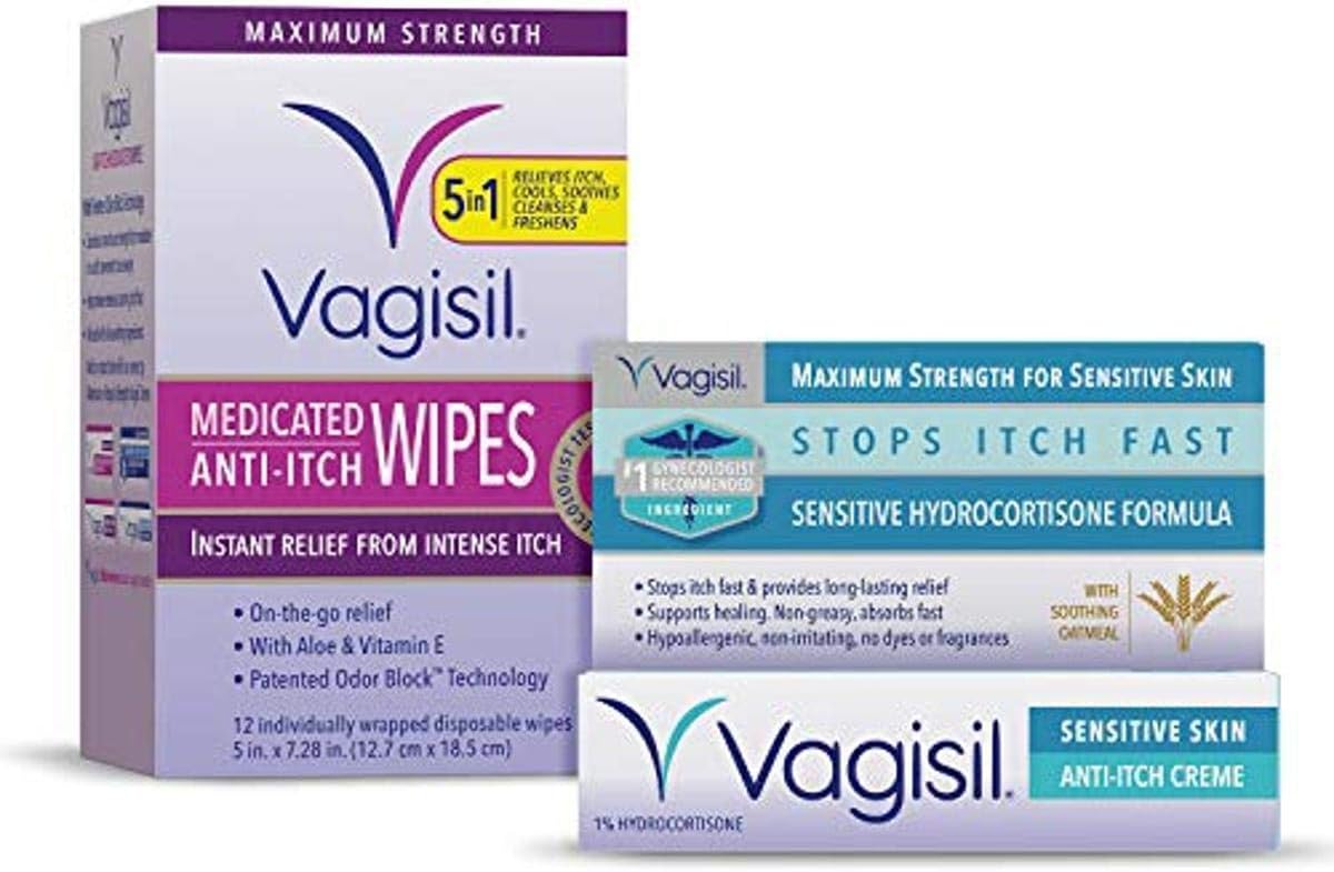Vagisil Anti-Itch Multipack for Women, 12 Medicated Intimate Wipes and Vagisil Maximum Strength Feminine Anti-Itch Crème (1 oz.): Health & Personal Care