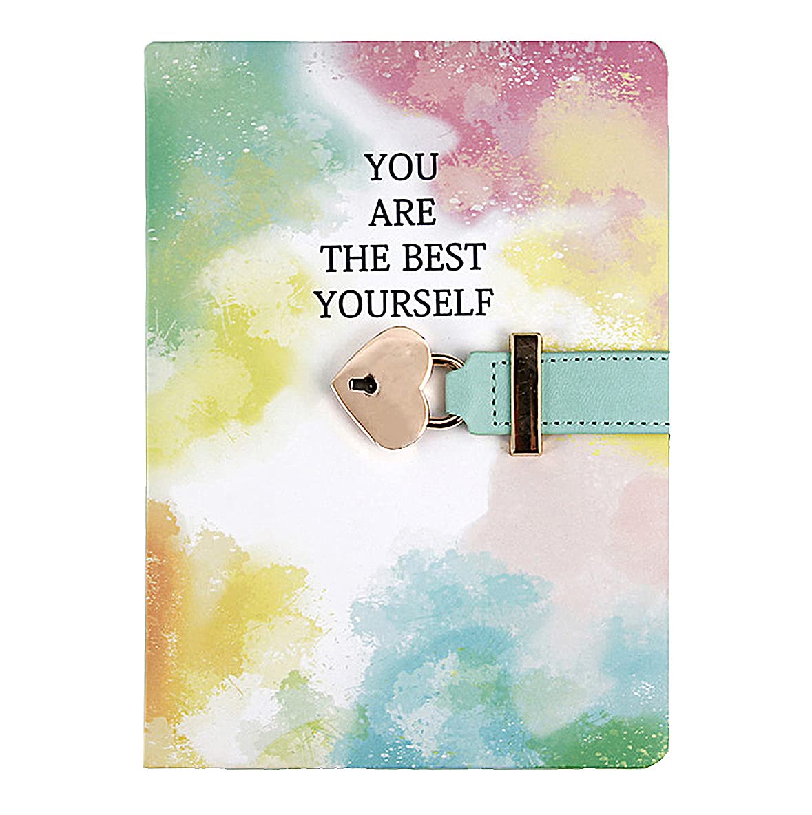 NectaRoy A5 Cute Lockable Journal with Heart-Shaped Lock & Key, Secret Notebook Travel Diary, PU Leather Writing Notepad, Padlock Personal Sketchbook Birthday Gift, 220x150mm