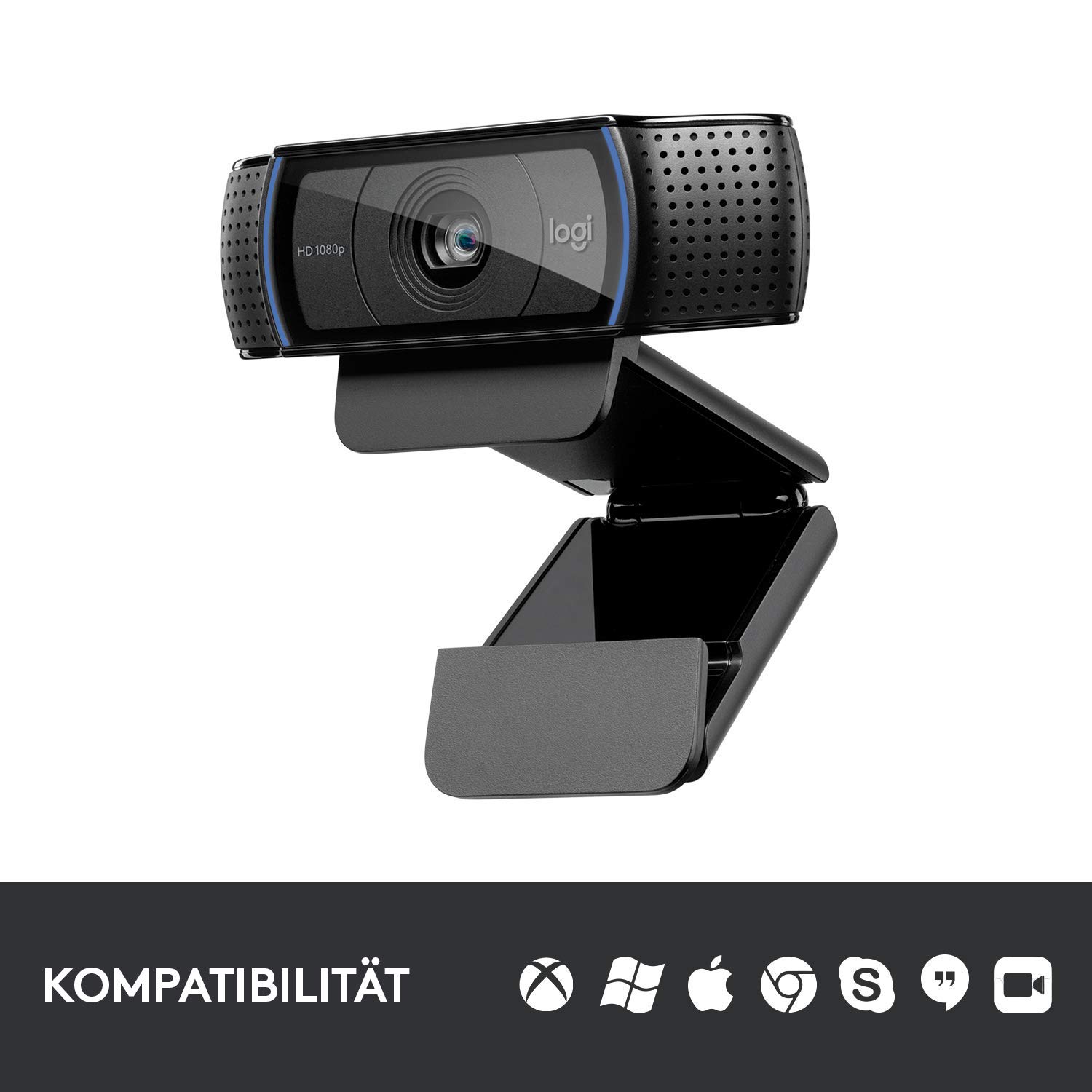 Logitech C920 HD PRO Webcam, Full-HD 1080p, 78° Sichtfeld, Autofokus, Klarer Stereo-Sound, Belichtungskorrektur, USB-Anschluss, Für Skype, FaceTime, Hangouts, etc., PC/Mac/ChromeOS/Android - Schwarz 6