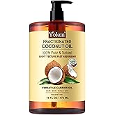 Yoken Fractionated Coconut Oil for Skin 16 Oz, 100% Pure & Natural Liquid Coconut Oil, Moisturizer for Hair, Face, Body, Carrier Oil for Essential Oils Mixing, Massage, Hexane Free, Unscented